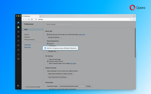 Браузер Opera получил защиту от скрытого майнинга