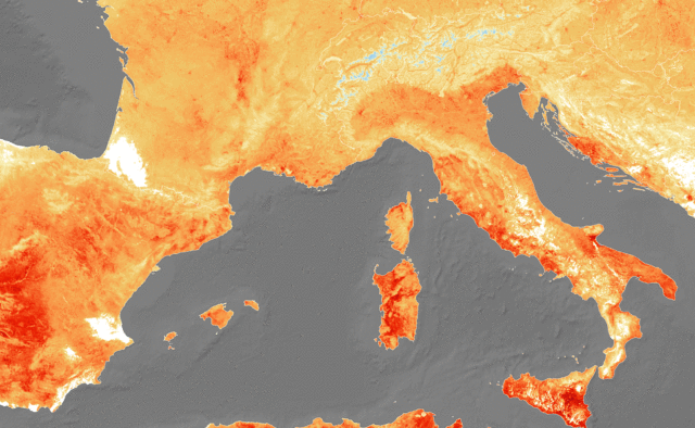 Аномальную жару в Европе показали из космоса